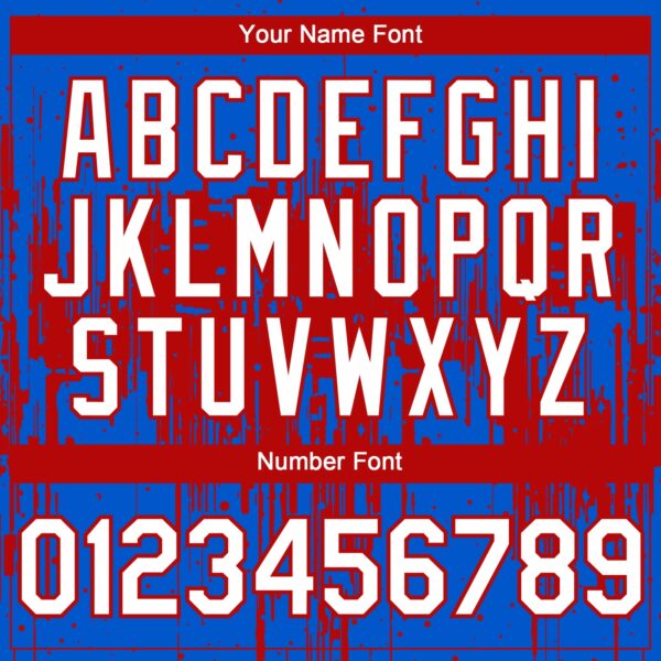 Custom Thunder Blue White-Red Dripping Splatter Paint Authentic Baseball Jersey