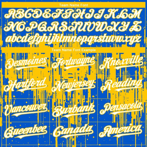 Custom Thunder Blue White-Yellow Dripping Splatter Paint Authentic Baseball Jersey