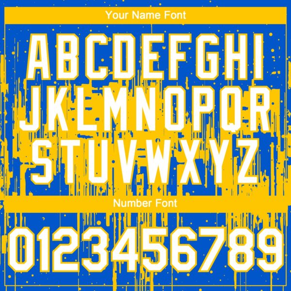 Custom Thunder Blue White-Yellow Dripping Splatter Paint Authentic Baseball Jersey