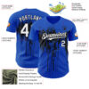 Custom Thunder Blue White-Black Dripping Splatter Paint Authentic Baseball Jersey