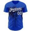 Custom Thunder Blue White-Navy Dripping Splatter Paint Authentic Baseball Jersey