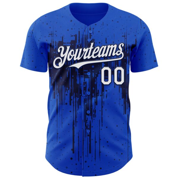 Custom Thunder Blue White-Navy Dripping Splatter Paint Authentic Baseball Jersey