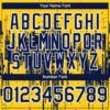 Custom Yellow Navy-White Dripping Splatter Paint Authentic Baseball Jersey