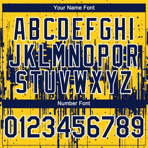 Custom Yellow Navy-White Dripping Splatter Paint Authentic Baseball Jersey
