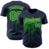 Custom Navy Grass Green-Cream Dripping Splatter Paint Authentic Baseball Jersey