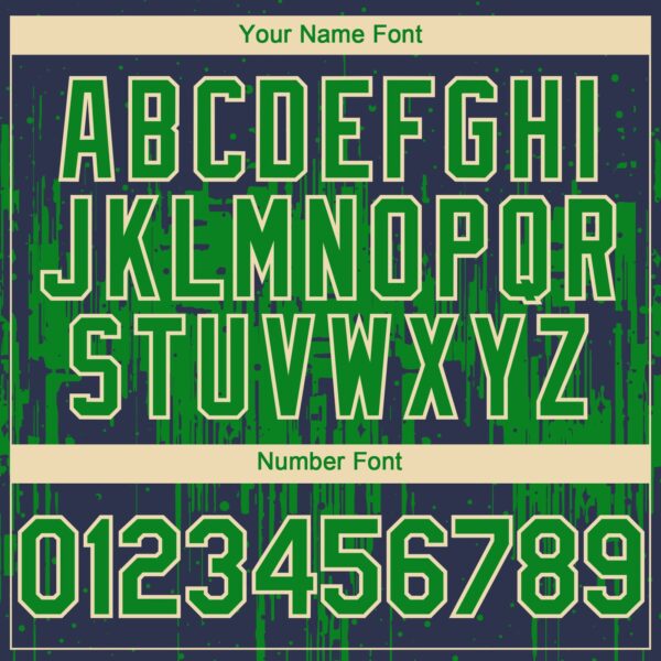 Custom Navy Grass Green-Cream Dripping Splatter Paint Authentic Baseball Jersey