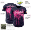 Custom Navy Pink-White Dripping Splatter Paint Authentic Baseball Jersey