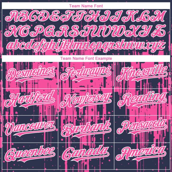 Custom Navy Pink-White Dripping Splatter Paint Authentic Baseball Jersey