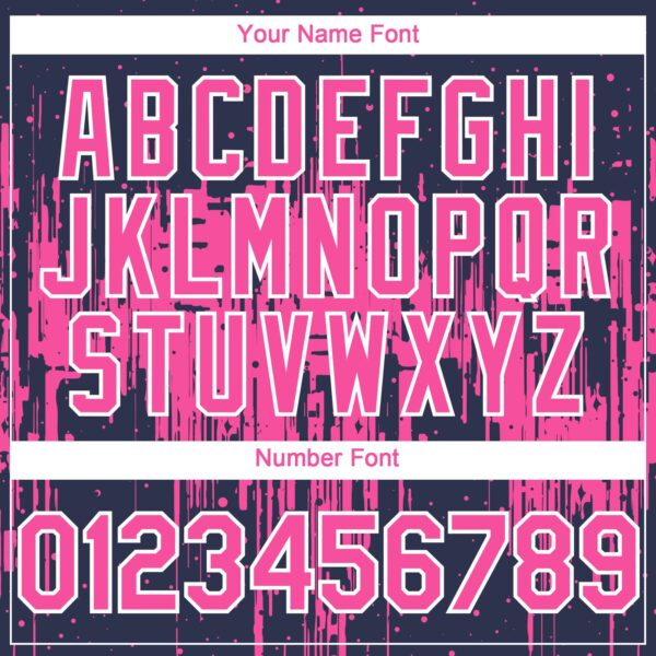 Custom Navy Pink-White Dripping Splatter Paint Authentic Baseball Jersey