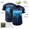 Custom Navy Sky Blue-White Dripping Splatter Paint Authentic Baseball Jersey