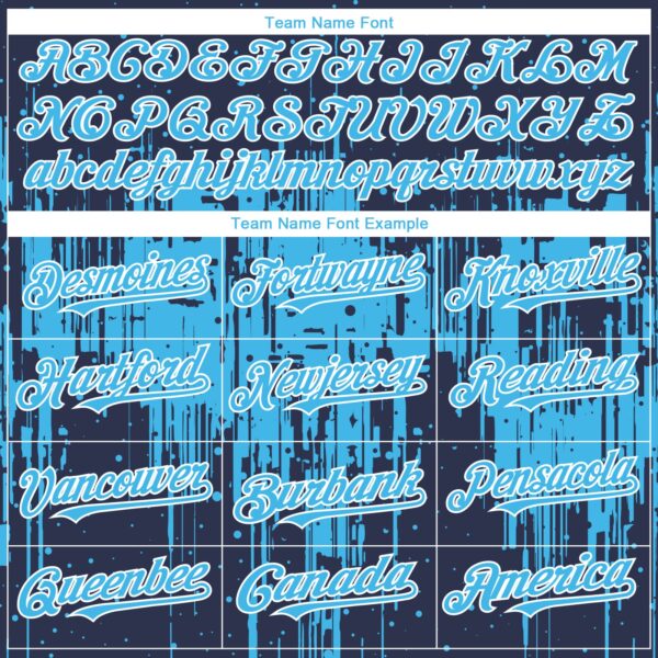 Custom Navy Sky Blue-White Dripping Splatter Paint Authentic Baseball Jersey