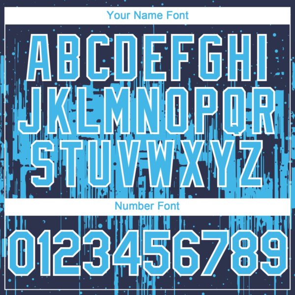 Custom Navy Sky Blue-White Dripping Splatter Paint Authentic Baseball Jersey