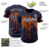 Custom Navy White-Bay Orange Dripping Splatter Paint Authentic Baseball Jersey