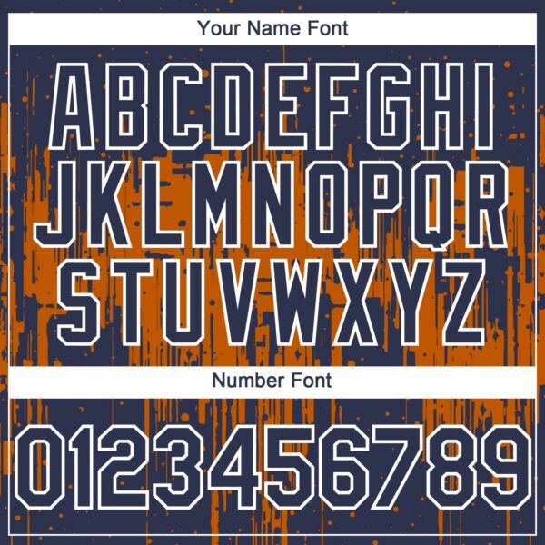 Custom Navy White-Bay Orange Dripping Splatter Paint Authentic Baseball Jersey