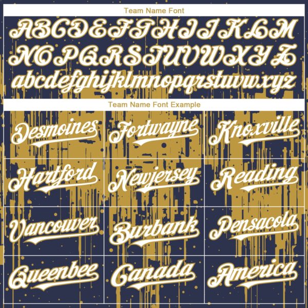 Custom Navy White-Old Gold Dripping Splatter Paint Authentic Baseball Jersey