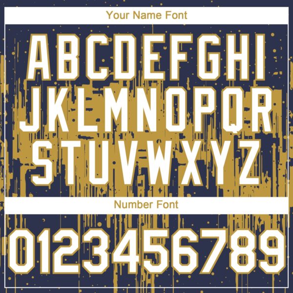 Custom Navy White-Old Gold Dripping Splatter Paint Authentic Baseball Jersey