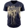 Custom Navy Cream Dripping Splatter Paint Authentic Baseball Jersey