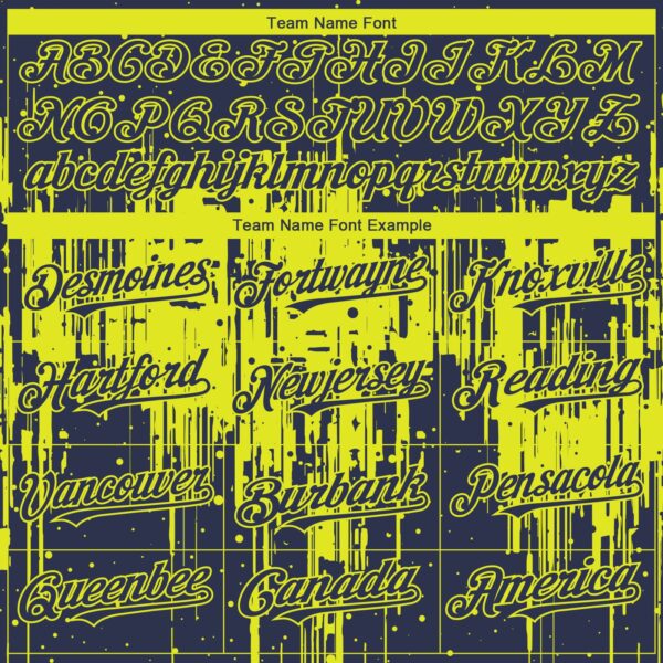 Custom Navy Neon Yellow Dripping Splatter Paint Authentic Baseball Jersey