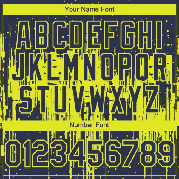 Custom Navy Neon Yellow Dripping Splatter Paint Authentic Baseball Jersey
