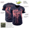 Custom Navy Medium Pink Dripping Splatter Paint Authentic Baseball Jersey