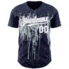 Custom Navy White-Silver Dripping Splatter Paint Authentic Baseball Jersey