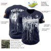 Custom Navy White-Silver Dripping Splatter Paint Authentic Baseball Jersey