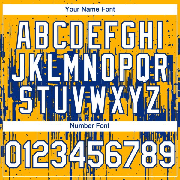 Custom Gold White-Royal Dripping Splatter Paint Authentic Baseball Jersey