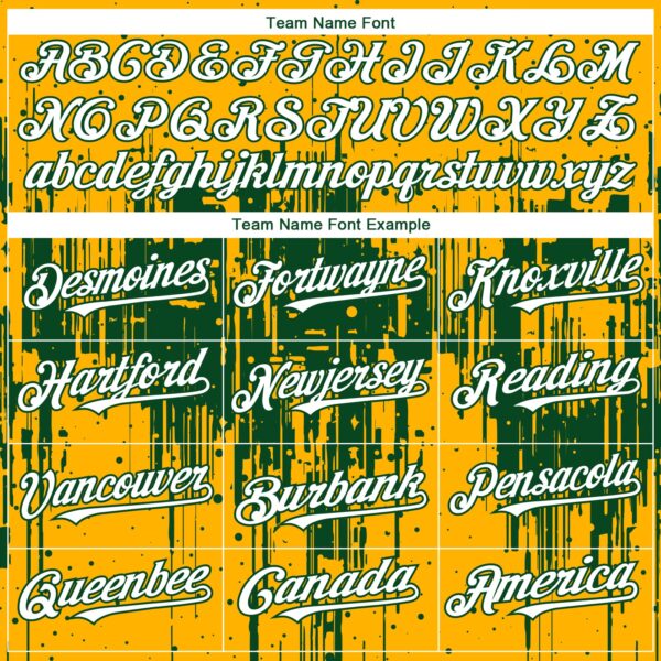 Custom Gold White-Green Dripping Splatter Paint Authentic Baseball Jersey