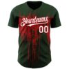 Custom Green White-Red Dripping Splatter Paint Authentic Baseball Jersey