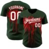 Custom Green White-Red Dripping Splatter Paint Authentic Baseball Jersey