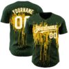 Custom Green White-Yellow Dripping Splatter Paint Authentic Baseball Jersey