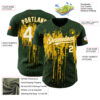 Custom Green White-Yellow Dripping Splatter Paint Authentic Baseball Jersey