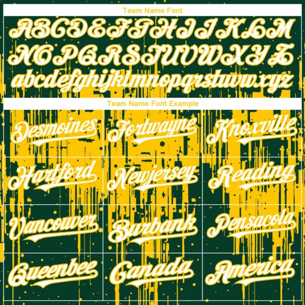 Custom Green White-Yellow Dripping Splatter Paint Authentic Baseball Jersey