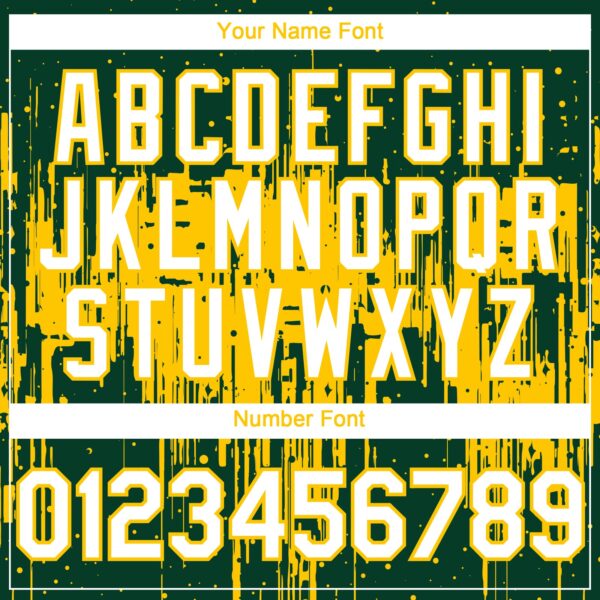 Custom Green White-Yellow Dripping Splatter Paint Authentic Baseball Jersey