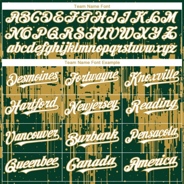 Custom Green White-Old Gold Dripping Splatter Paint Authentic Baseball Jersey