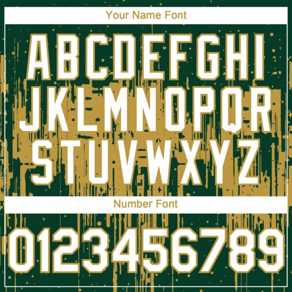 Custom Green White-Old Gold Dripping Splatter Paint Authentic Baseball Jersey