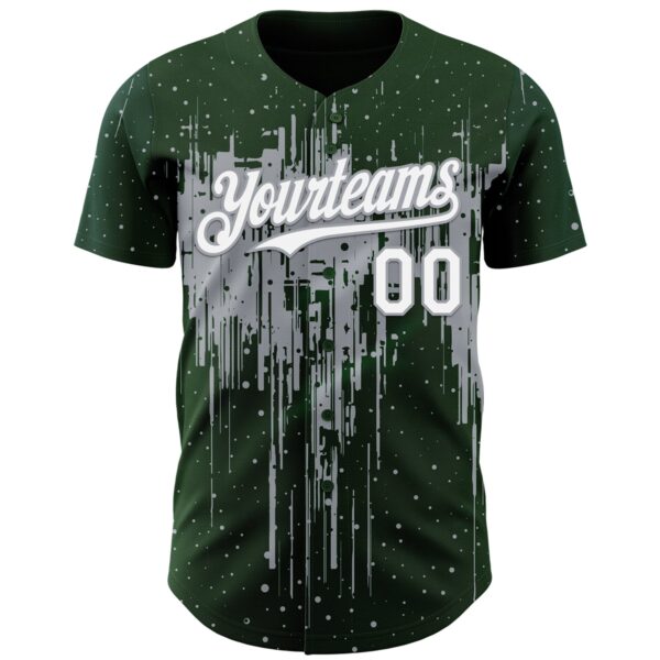 Custom Green White-Gray Dripping Splatter Paint Authentic Baseball Jersey