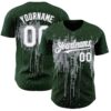 Custom Green White-Gray Dripping Splatter Paint Authentic Baseball Jersey