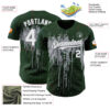 Custom Green White-Gray Dripping Splatter Paint Authentic Baseball Jersey