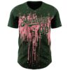 Custom Green Medium Pink Dripping Splatter Paint Authentic Baseball Jersey