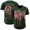 Custom Green Medium Pink Dripping Splatter Paint Authentic Baseball Jersey
