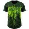 Custom Green Neon Green Dripping Splatter Paint Authentic Baseball Jersey