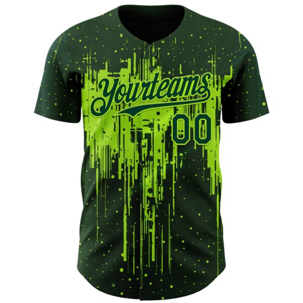 Custom Green Neon Green Dripping Splatter Paint Authentic Baseball Jersey