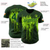Custom Green Neon Green Dripping Splatter Paint Authentic Baseball Jersey