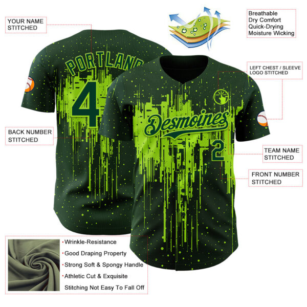 Custom Green Neon Green Dripping Splatter Paint Authentic Baseball Jersey