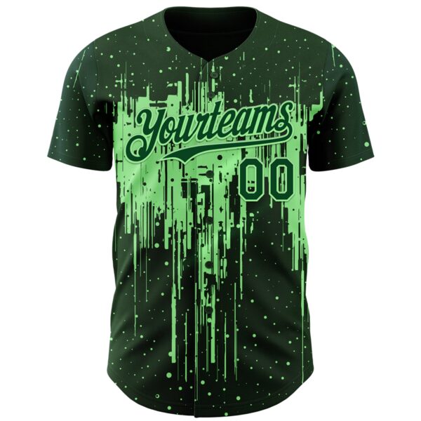 Custom Green Pea Green Dripping Splatter Paint Authentic Baseball Jersey