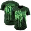 Custom Green Pea Green Dripping Splatter Paint Authentic Baseball Jersey