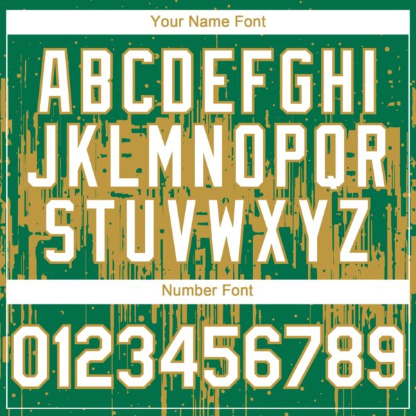 Custom Kelly Green White-Old Gold Dripping Splatter Paint Authentic Baseball Jersey