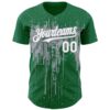 Custom Kelly Green White-Gray Dripping Splatter Paint Authentic Baseball Jersey
