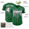 Custom Kelly Green White-Gray Dripping Splatter Paint Authentic Baseball Jersey